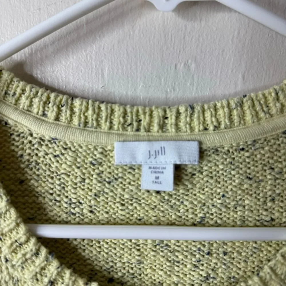 J Jill Yellow Marlee 3/4 Sleeve Chunky Knit Pullover Sweater Medium Tall